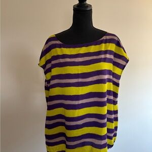 LOFT Cap Sleeve Blouse in Yellow and Purple